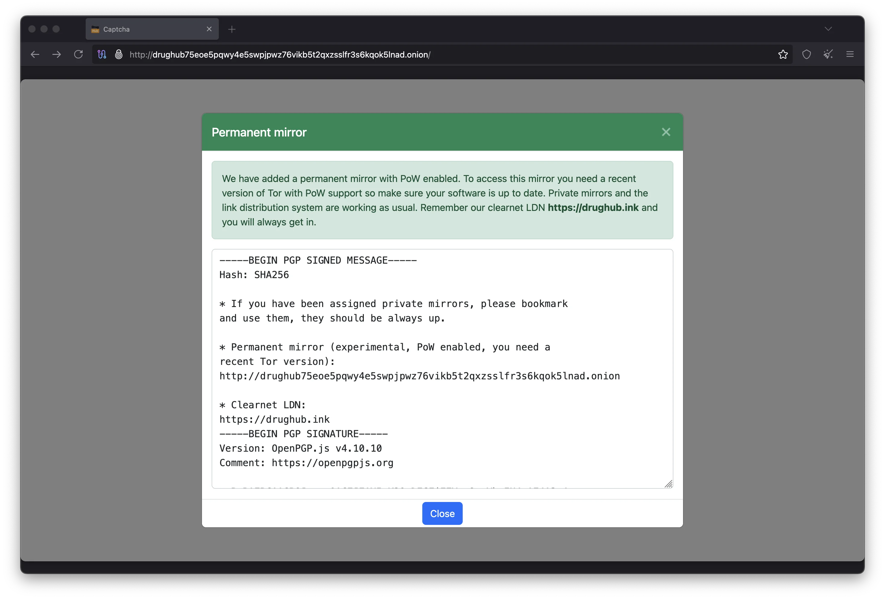 DrugHub Market interface showing product categories and search functionality on the Tor network